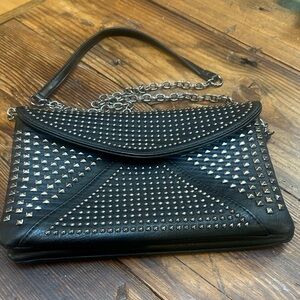 MMS Studded Black Aryanna Shoulder/Crossbody Bag